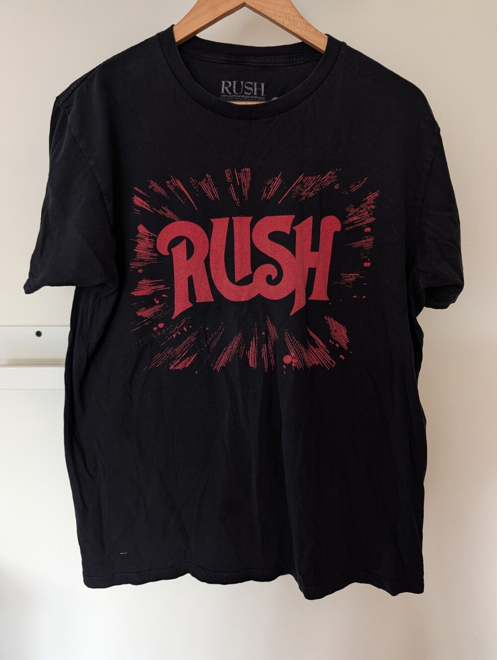 Rush Band Logo Graphic Tee Black 100% Cotton Men's Unisex Large GUC Official